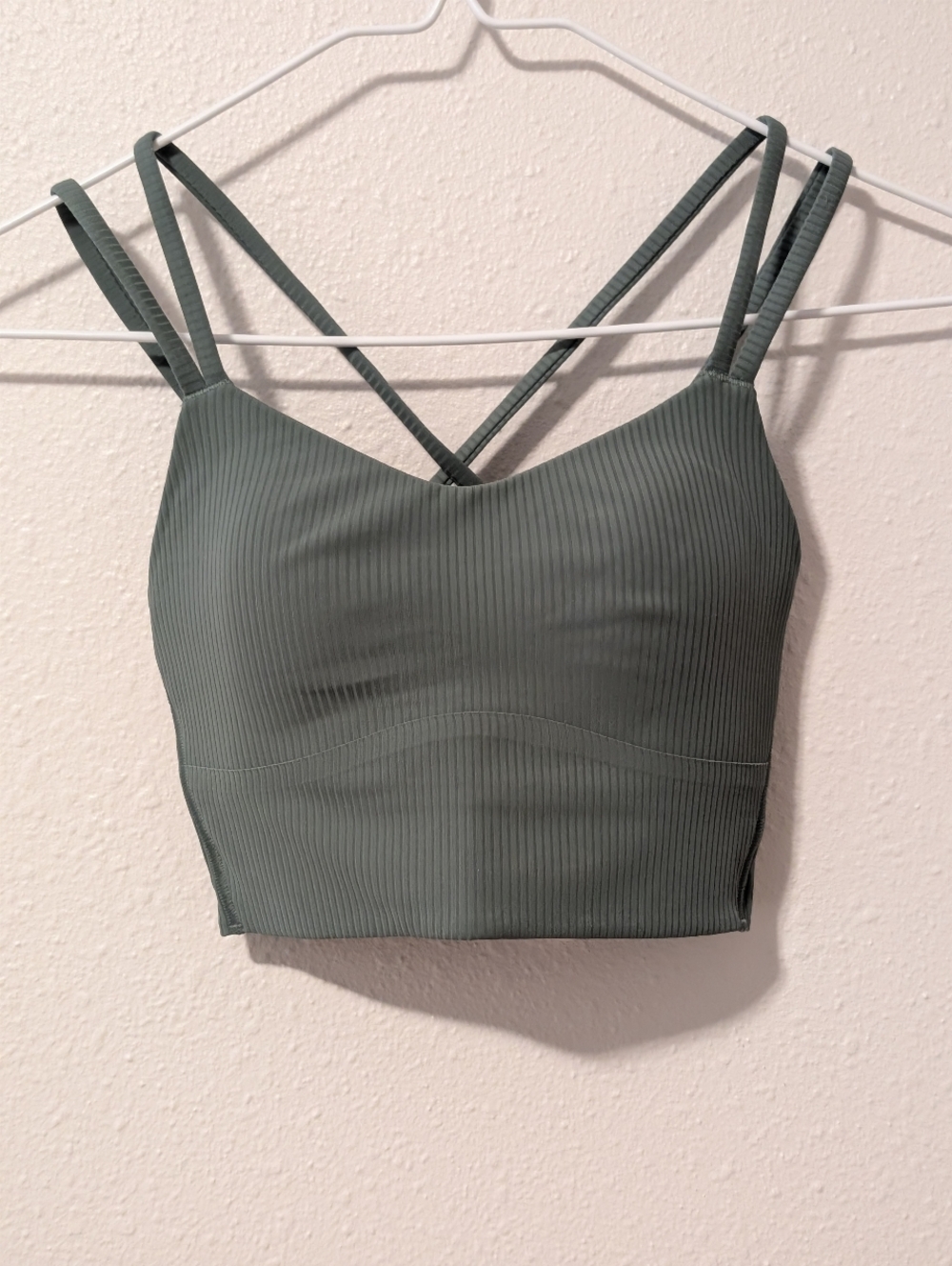 lululemon athletica Ribbed Sage Green Crossback Longline Camisole